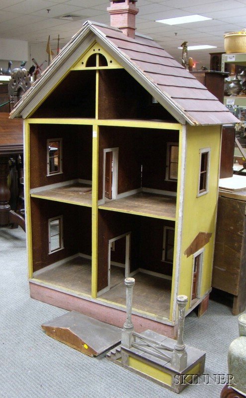 Appraisal: Late Victorian Painted Wood Three-Story Dollhouse overall approx ht wd