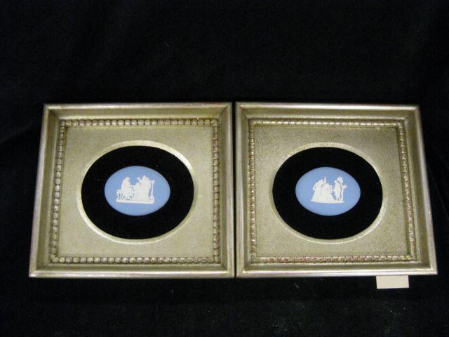 Appraisal: Pair of Wedgwood Jasperware Plaques classical secenes oval x light