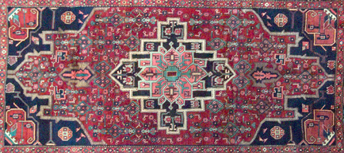 Appraisal: NORTHWEST PERSIAN Rug with dark blue and salmon central medallion