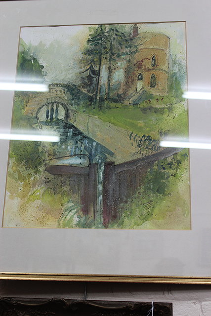 Appraisal: NINA CARROLL - 'The Roundhouse' Lechlade signed pen and watercolour