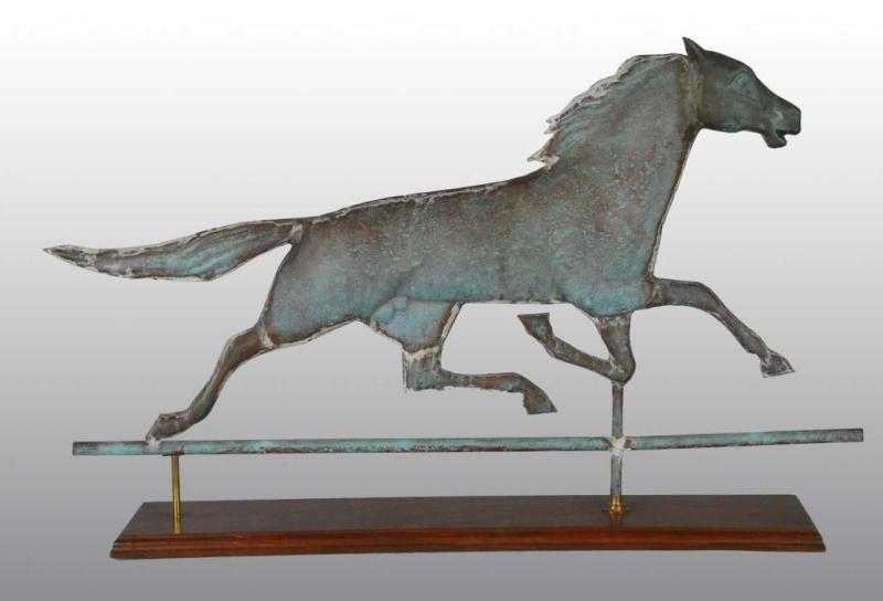 Appraisal: Running Horse Weather Vane Description Copper with zinc head Mounted