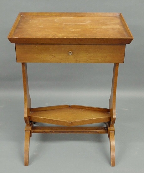 Appraisal: French style fruitwood table with a tray top and single