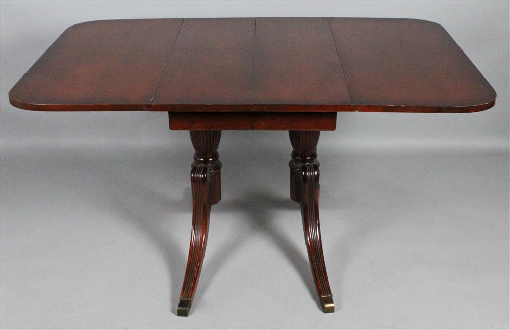 Appraisal: FEDERAL STYLE CARVED MAHOGANY DROP LEAF TABLE two plank top