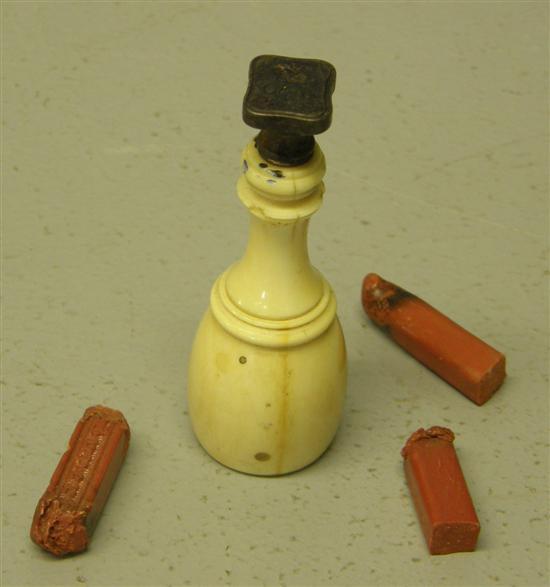 Appraisal: th century seal with ivory handle the crest with crown