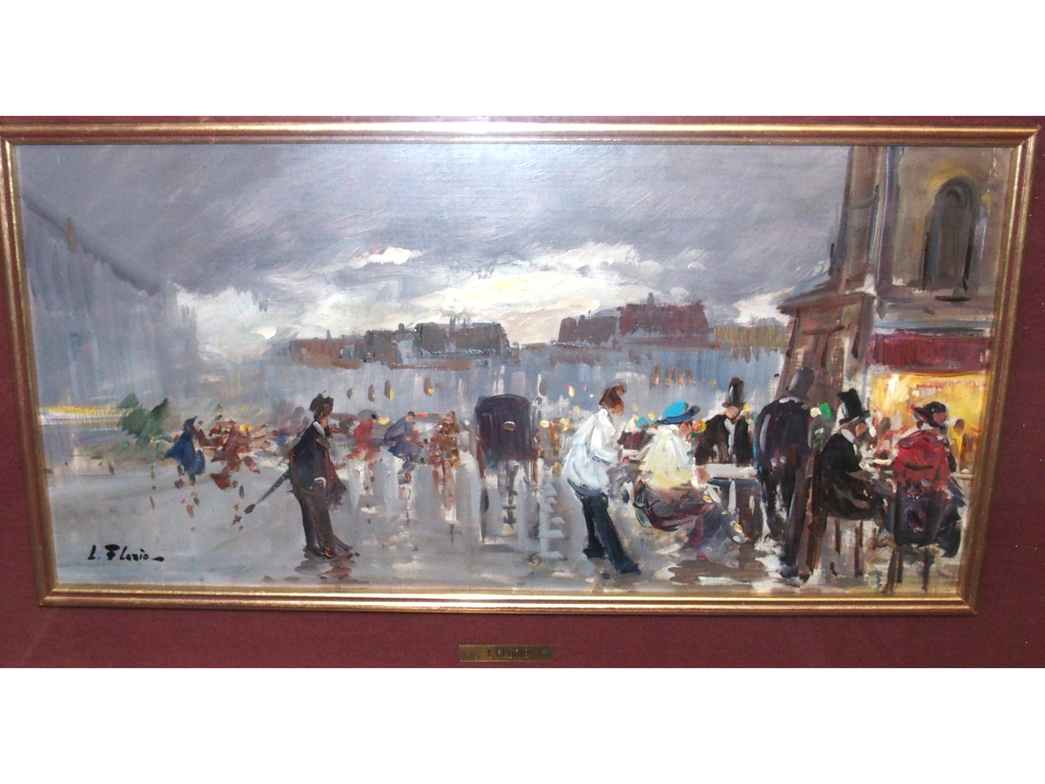 Appraisal: L FLORIO Roadside Cafe signed oil on board