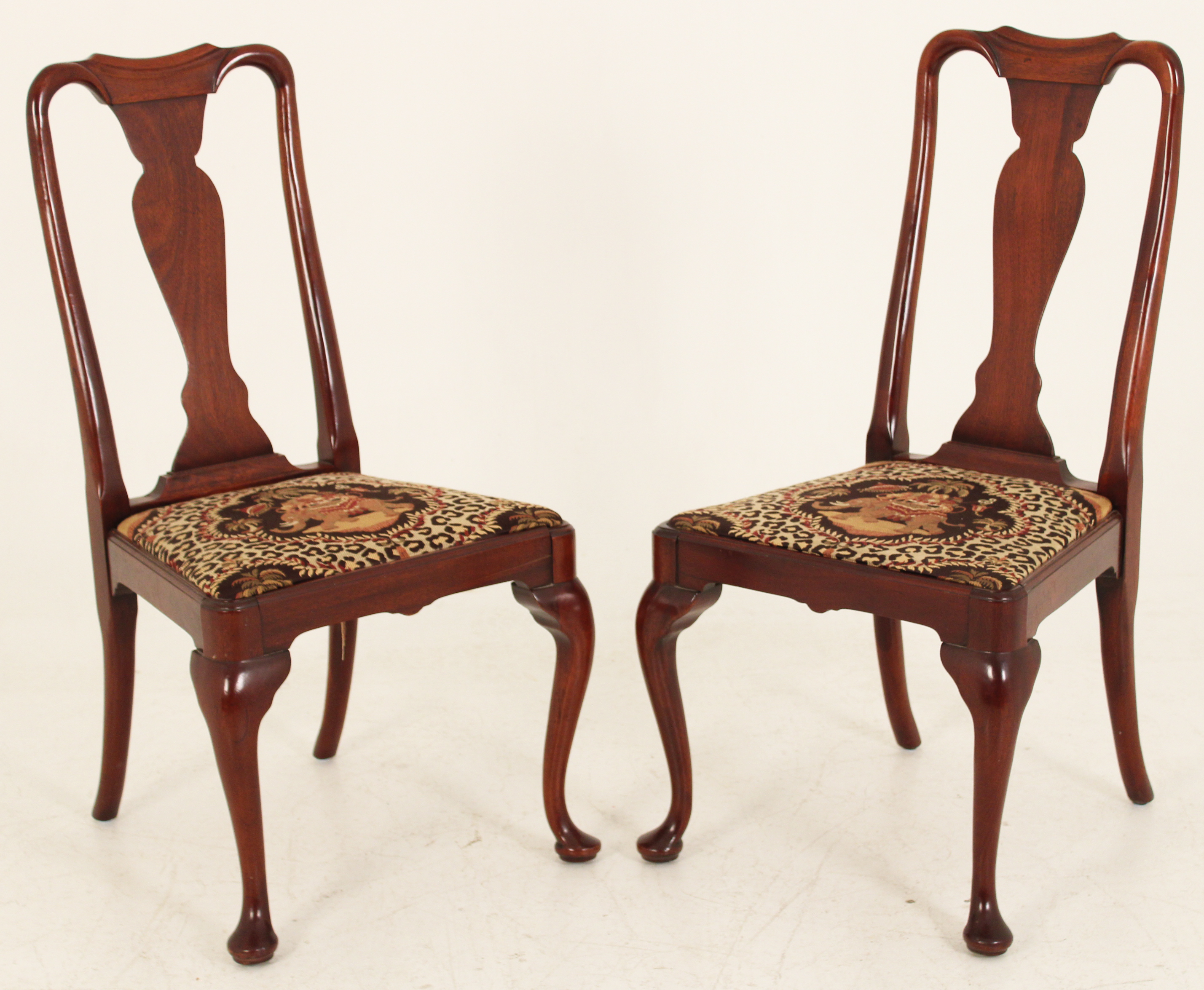 Appraisal: PR OF ENGLISH MAHOGANY QUEEN ANNE CHAIRS Pair of English