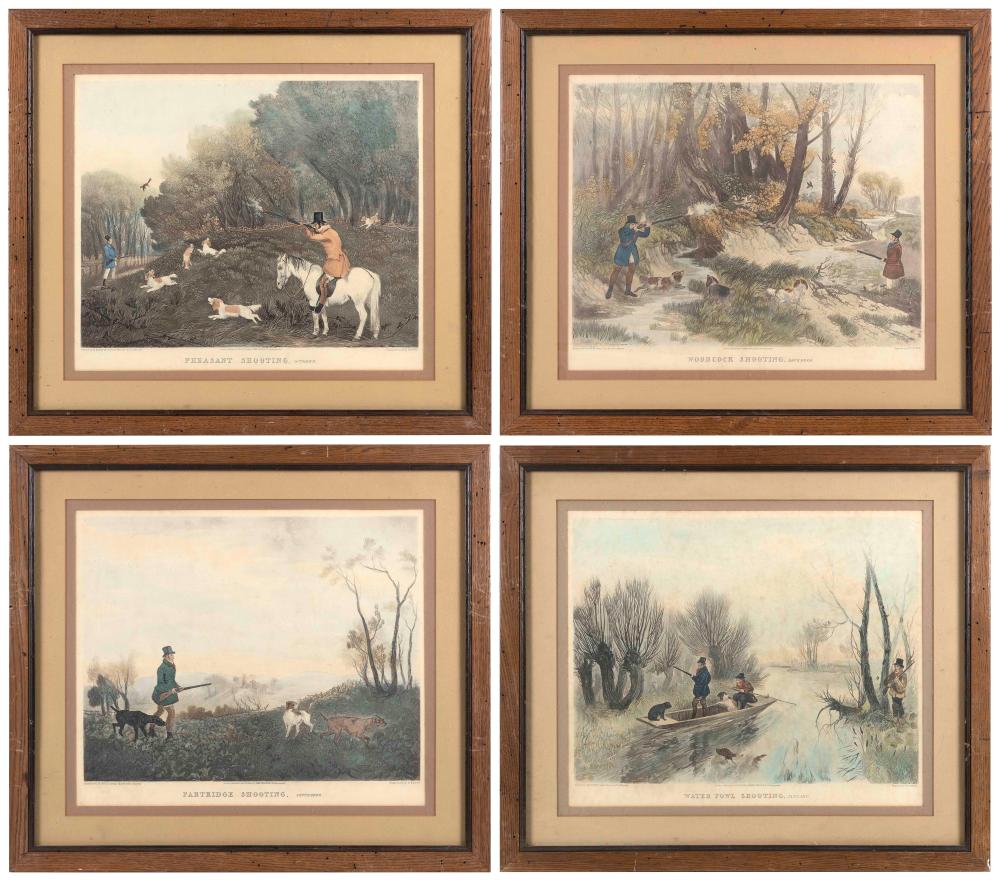 Appraisal: FOUR ENGLISH HUNTING PRINTS TH CENTURY X SIGHT FRAMED X