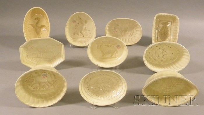 Appraisal: Ten English Creamware Culinary Molds various shapes subjects include stag