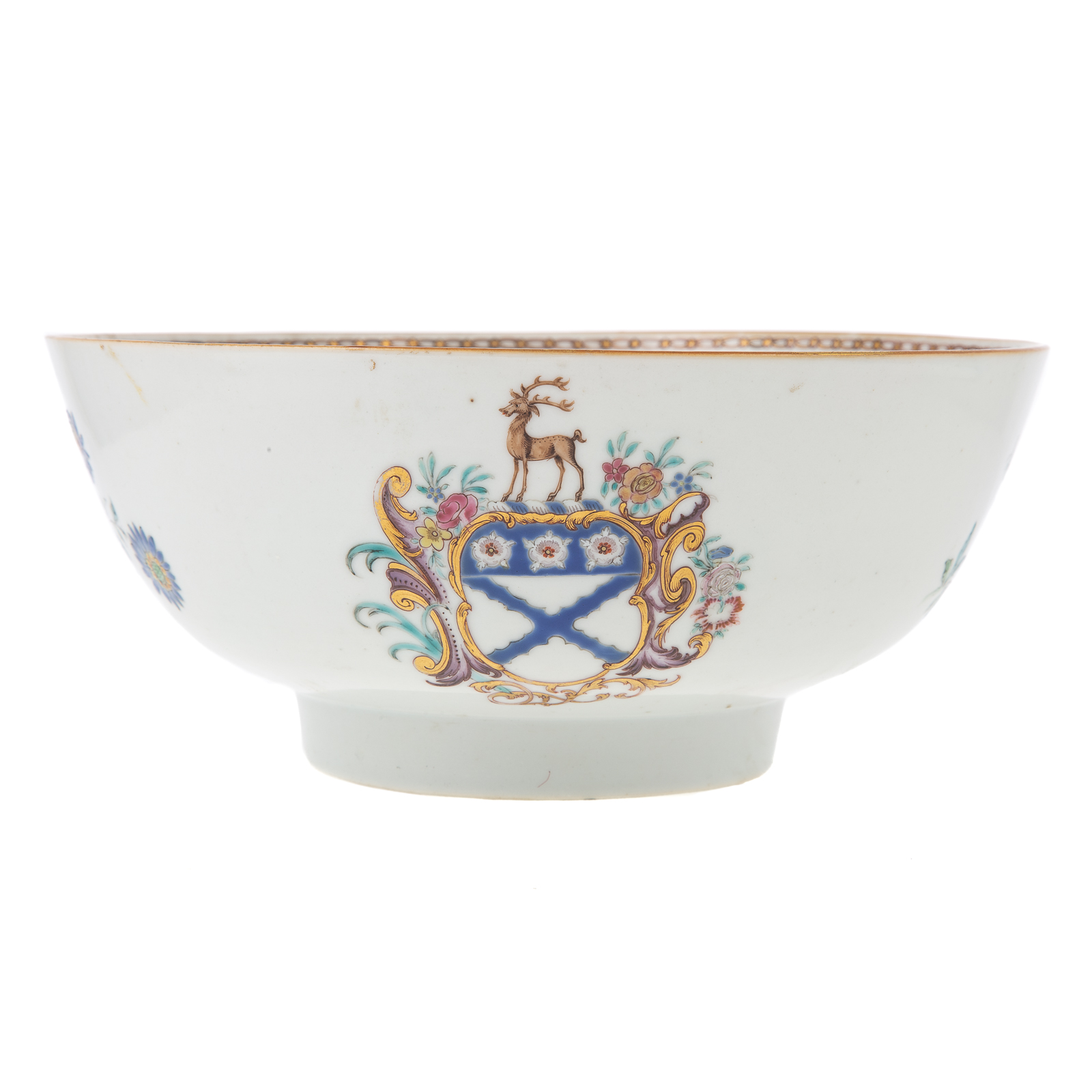 Appraisal: ENGLISH MARKET CHINESE EXPORT ARMORIAL PUNCH BOWL Qianlong Era circa