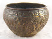 Appraisal: A very well worked Oriental copper brass pot with rope