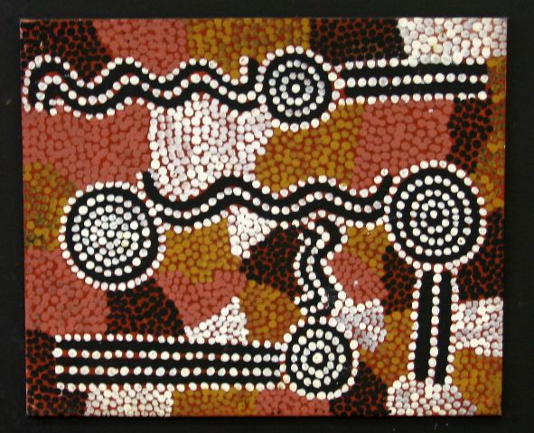 Appraisal: A Papanya painting central Australia canvas board framed not glazed