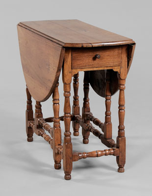 Appraisal: Southern William and Mary Gate-Leg Table Coastal Virginia or North