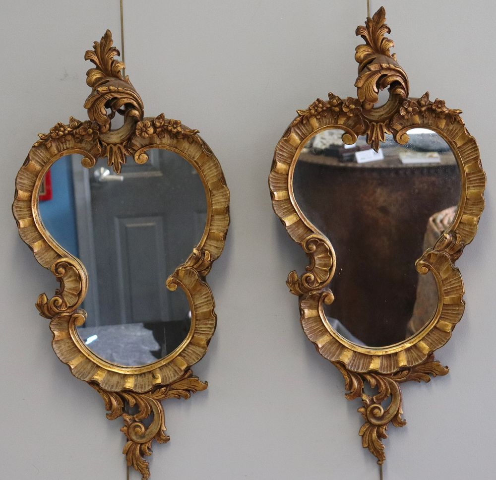 Appraisal: Pair Of Antique Carved And Giltwood Mirrors Nice size and