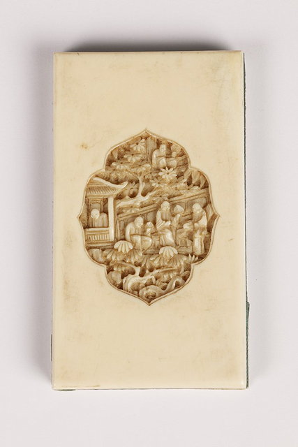 Appraisal: A CARVED IVORY VISITING CARD CASE with a central panel