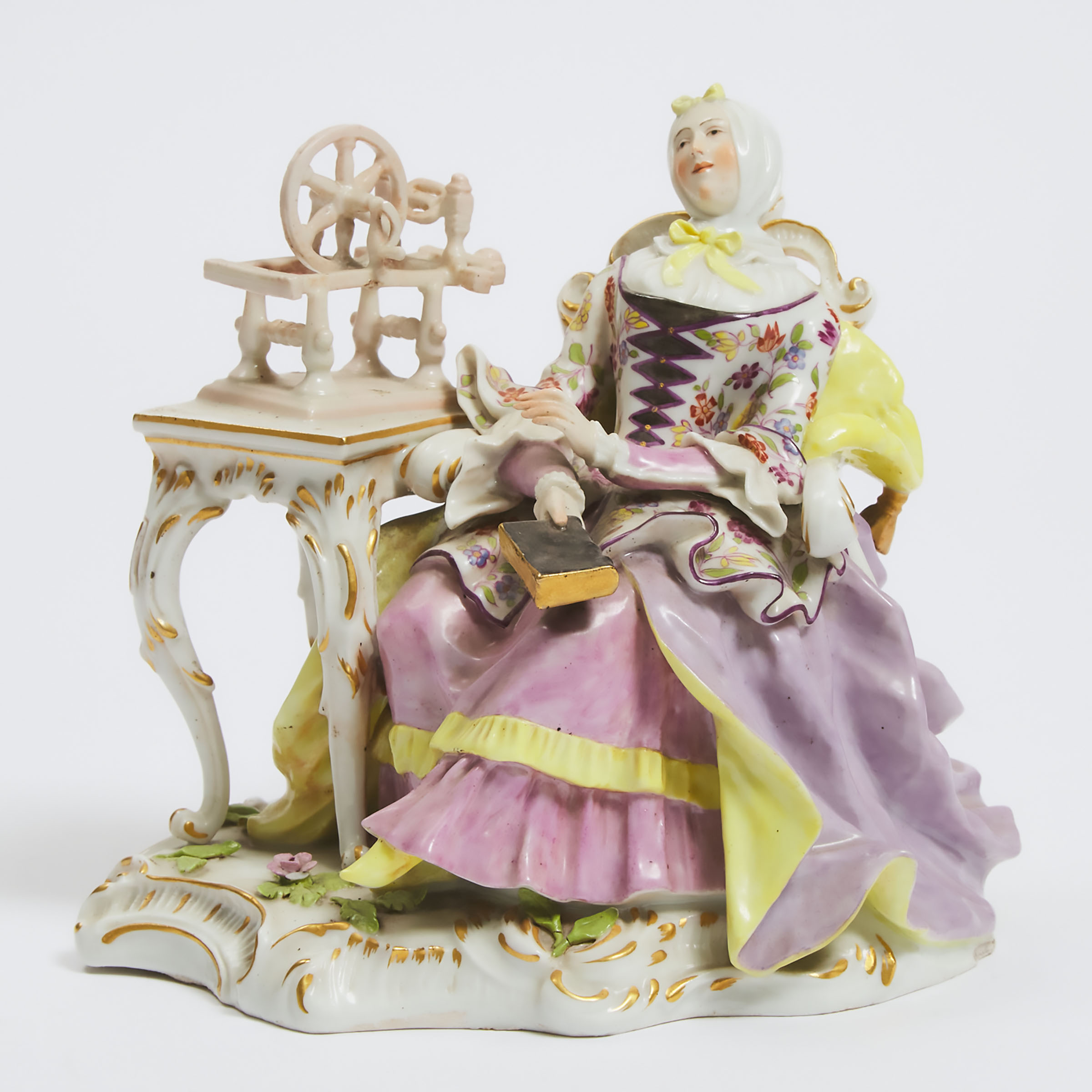 Appraisal: Meissen' Figure of a Lady Seated by a Spinning Wheel