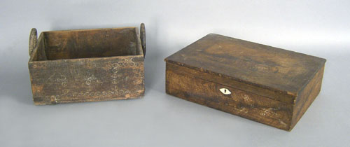 Appraisal: Pennsylvania grain decorated pine document box th c h w