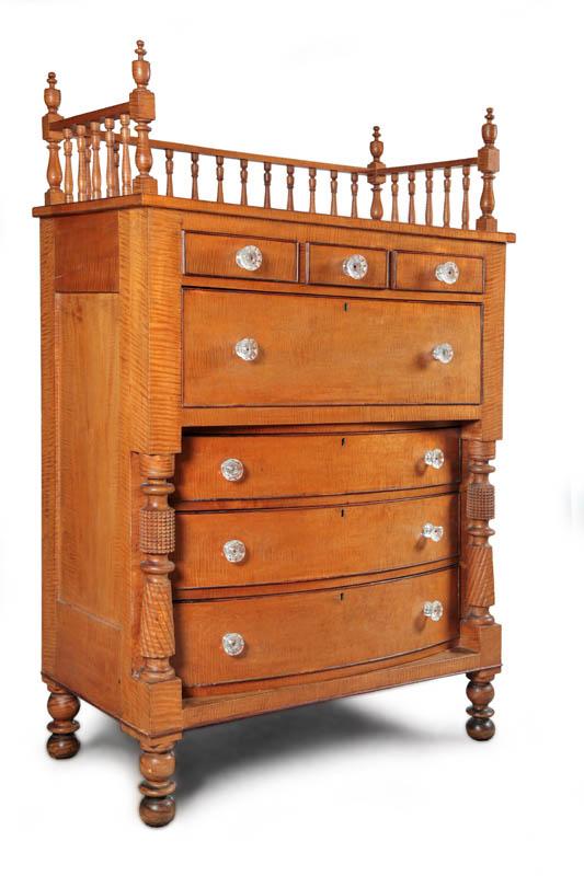 Appraisal: TALL CHEST OF DRAWERS Ohio nd quarter- th century curly