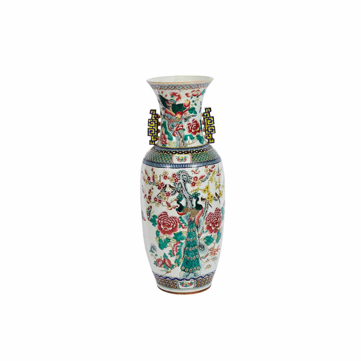 Appraisal: Large Famille Rose Vase Decorously patterned with a ruyi-head border