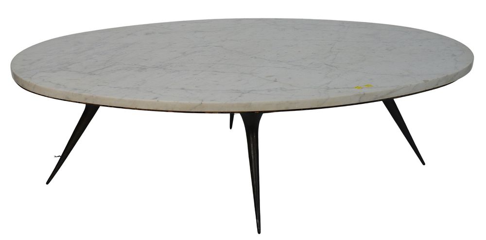 Appraisal: 's Oval Marble Top Coffee or Cocktail Table with metal