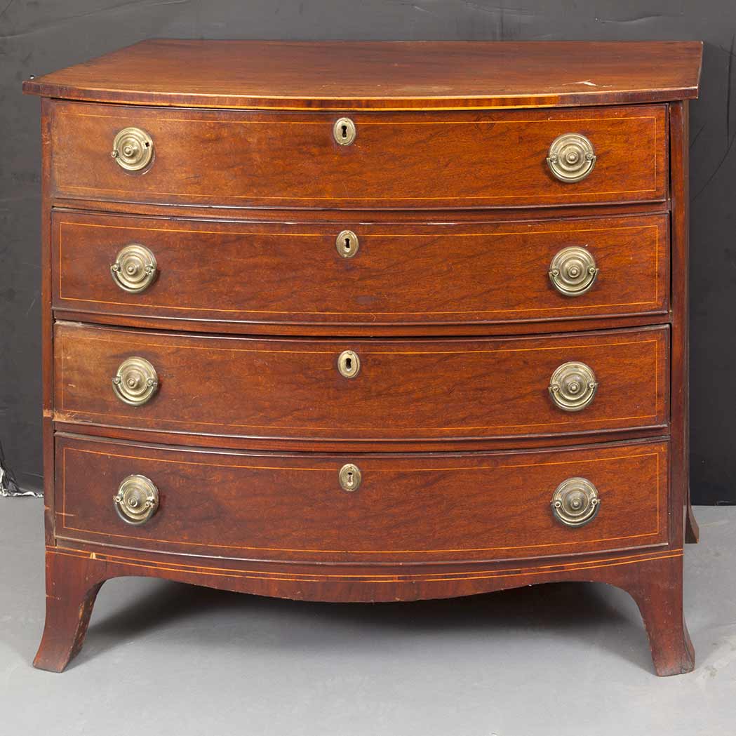 Appraisal: George III Inlaid Mahogany Bow Front Chest of Drawers With