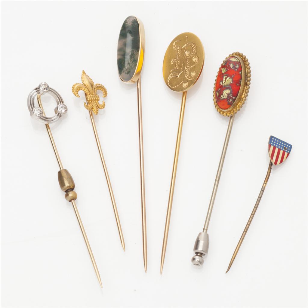 Appraisal: A collection of gem set tie pins to include a