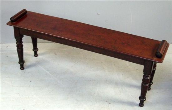 Appraisal: George III mahogany stool the seat with cylindrical turned ends