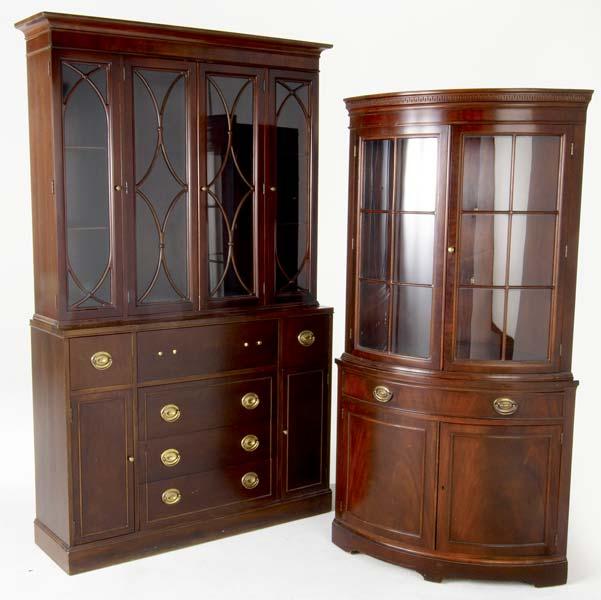 Appraisal: DREXEL FEDERAL STYLE Drexel corner china cabinet with Greek Key