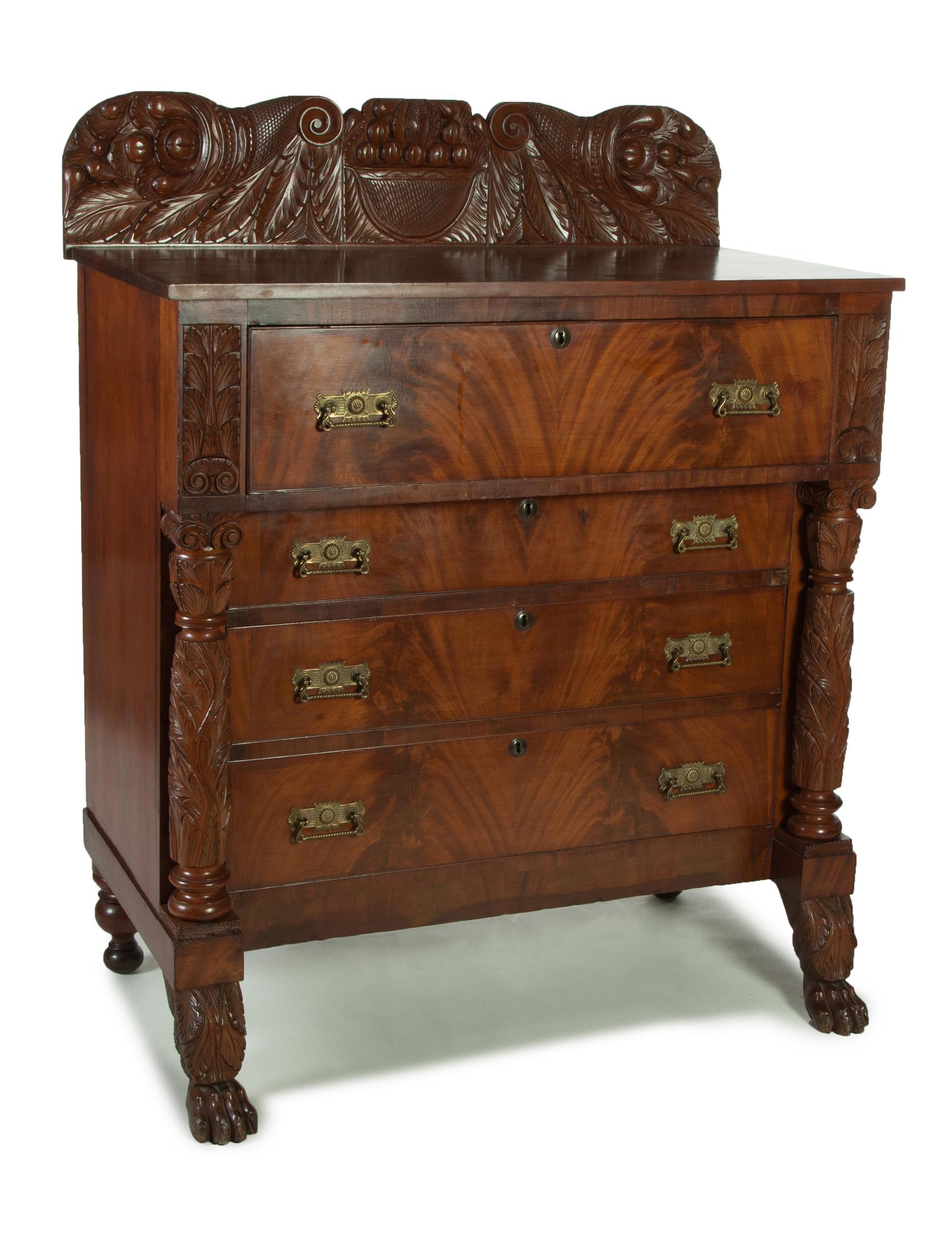 Appraisal: HIGH-STYLE FOUR-DRAWER EMPIRE CHEST American nd quarter- th century mahogany