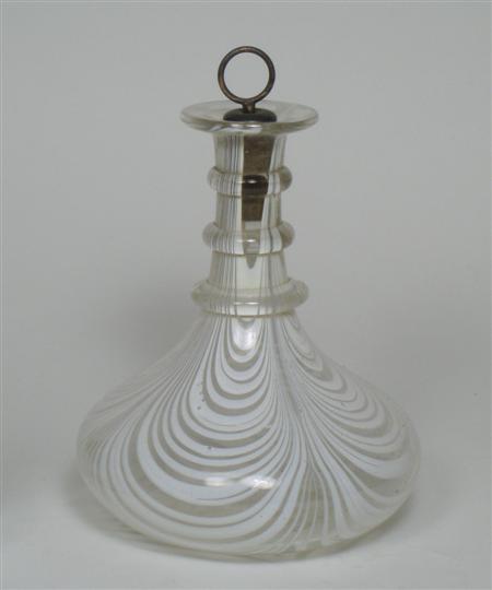 Appraisal: An early th century Nailsea type glass onion shaped decanter