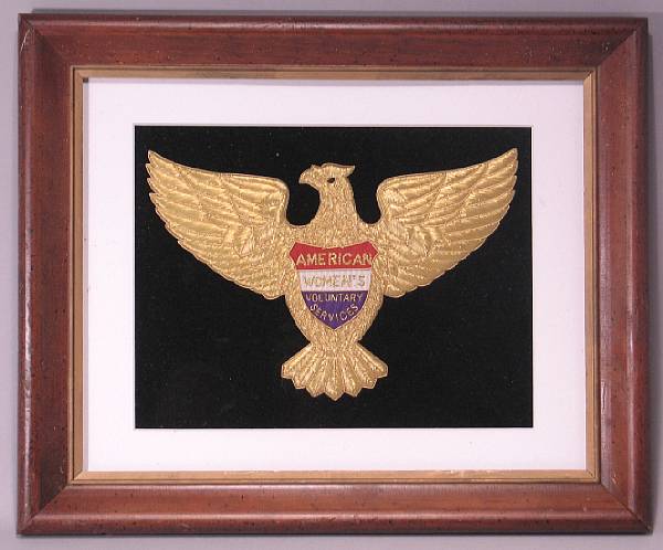 Appraisal: An embroidered emblem of the American Women's Voluntary Services The