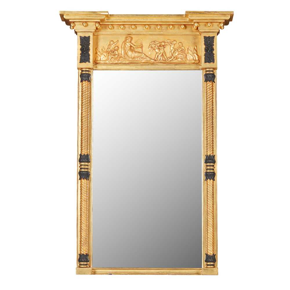 Appraisal: REGENCY GILT AND EBONISED PIER MIRROR EARLY TH CENTURY the