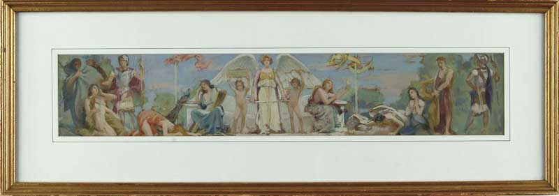 Appraisal: WILLARD LEROY METCALF American - MURAL STUDY FOR JUSTICE Gouache