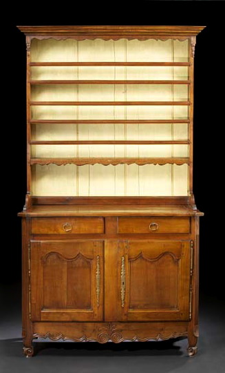 Appraisal: Provincial Louis XV-Style Fruitwood Vasselier mid- th century the upper