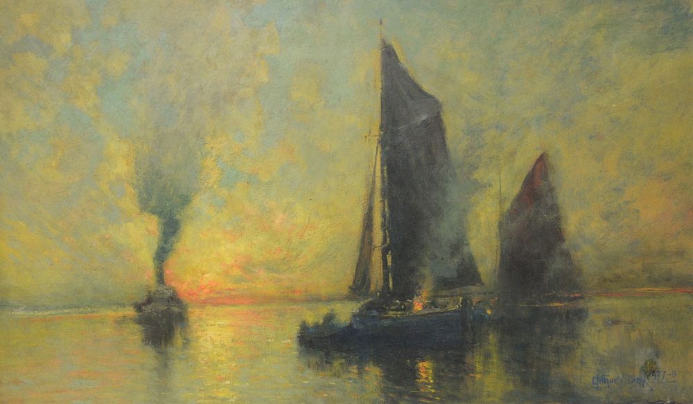 Appraisal: Arthur Vidal Diehl American British - Sailboats at Dawn oil