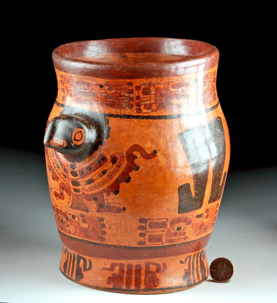 Appraisal: Lovely Maya Ulua Valley Polychrome Cylinder - Condors Pre-Columbian Honduras