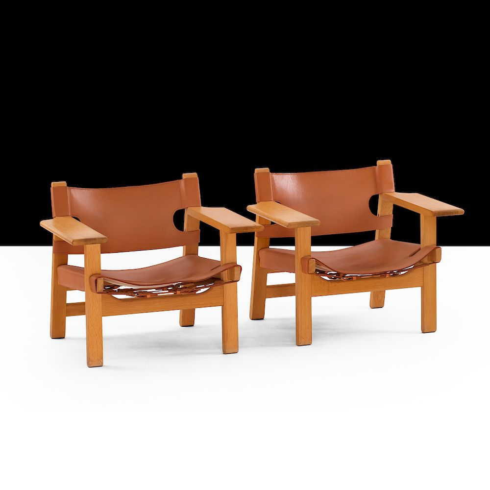 Appraisal: Borge Mogensen Rare pair of Spanish chairs designed by Borge