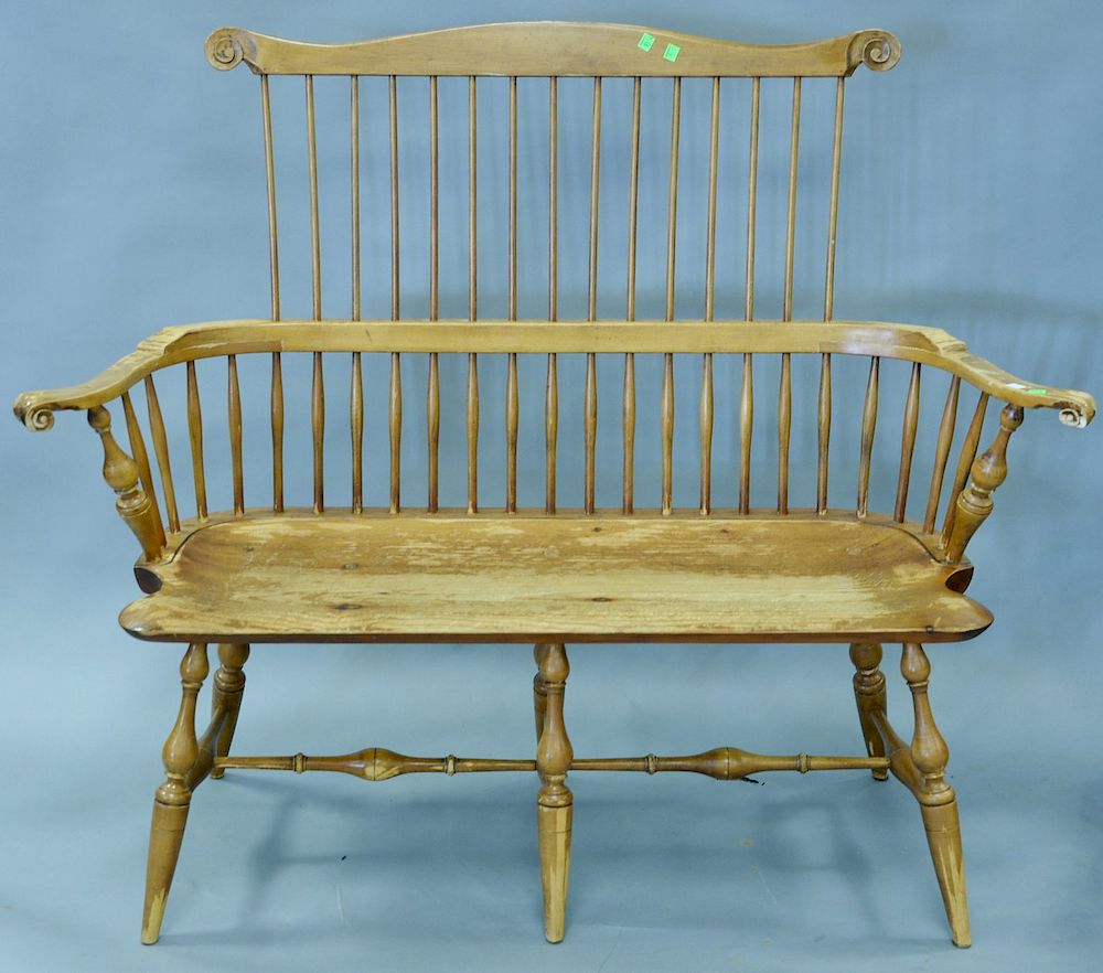 Appraisal: D R Dimes Windsor style bench seat worn ht in