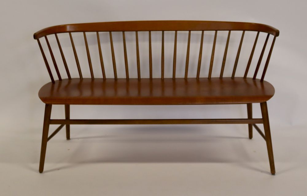 Appraisal: Midcentury Spindle Back Settee With Laminate Seat From an Armonk