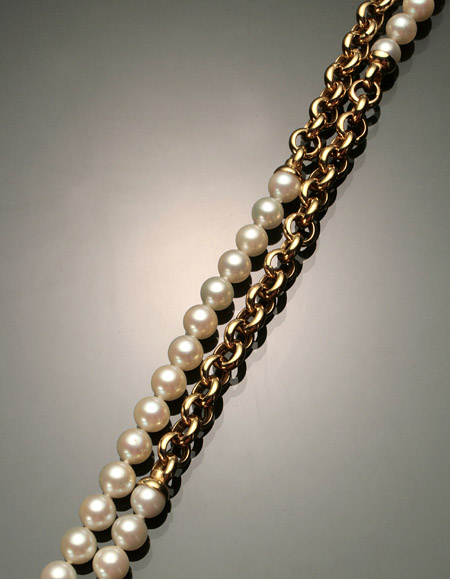 Appraisal: Italian Opera Length -Karat Yellow-Gold and Cultured Pearl Necklace Having