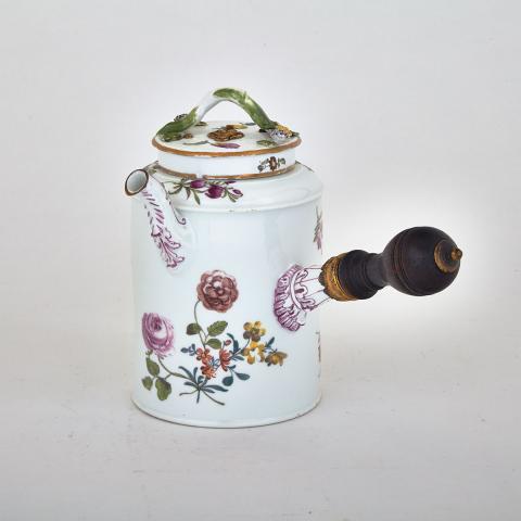 Appraisal: Meissen Chocolate Pot c - of cylinder shape with moulded