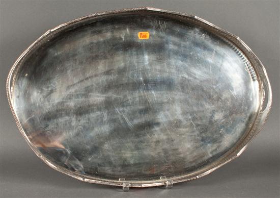 Appraisal: English silver-plate on copper oval gallery tray early th century