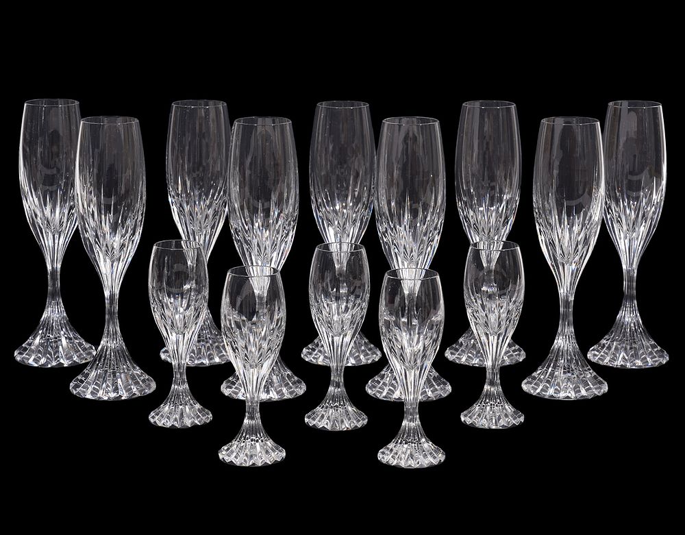 Appraisal: Baccarat Massena Champagne Flutes Liqueur Baccarat Massena champagne flutes clear