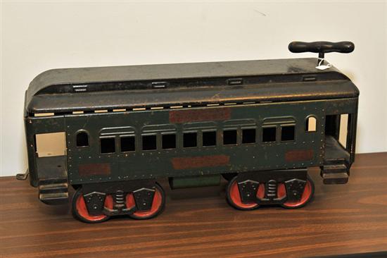 Appraisal: KEYSTONE RIDE ON TOY Green painted pressed steel Pullman car