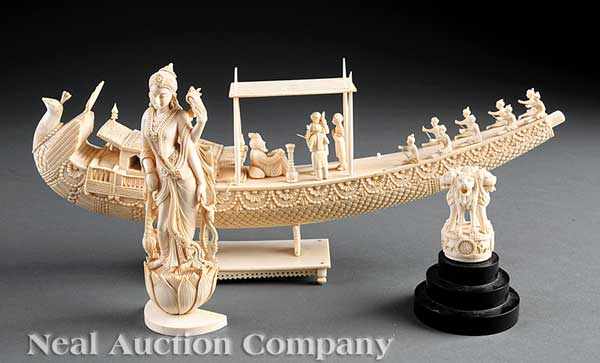 Appraisal: A Group of Indian Ivory and Bone Figural Carvings including