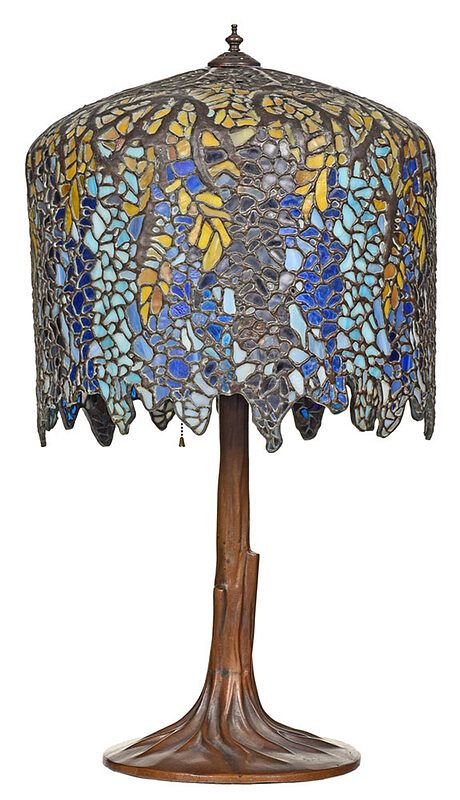 Appraisal: Impressive Large Vintage Wisteria Glass Lamp American early th century