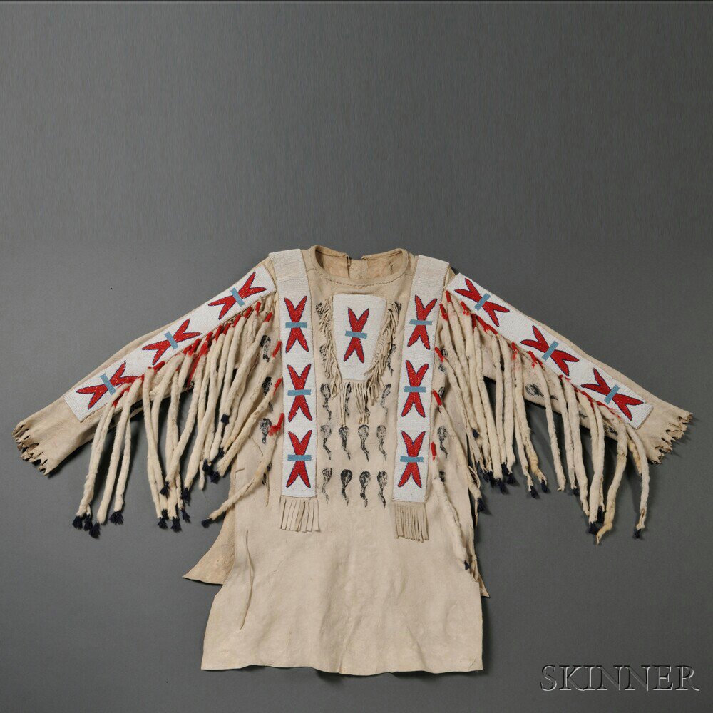 Appraisal: Blackfoot Beaded and Painted Hide Shirt c s open at