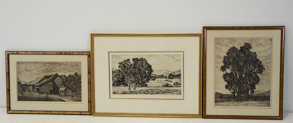 Appraisal: LUIGI LUCIONI ITALIAN-AMERICAN - Grouping of Three Etchings All pencil