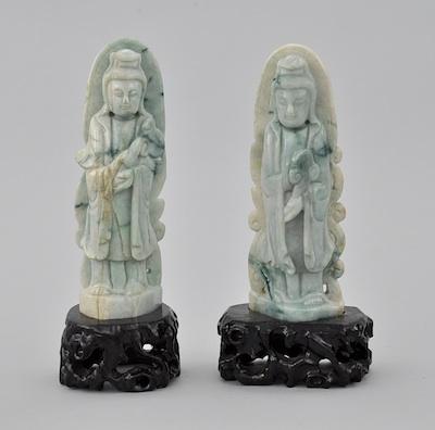 Appraisal: A Pair of Carved Jade Quan Yins Both on fitted