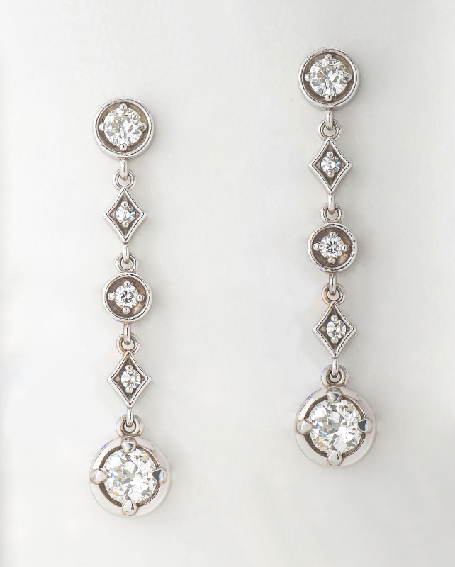 Appraisal: DIAMOND DROP EARRINGS K white gold five element diamond earrings