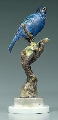 Appraisal: Doughty Indigo Bunting cock perched on branch black printed Royal